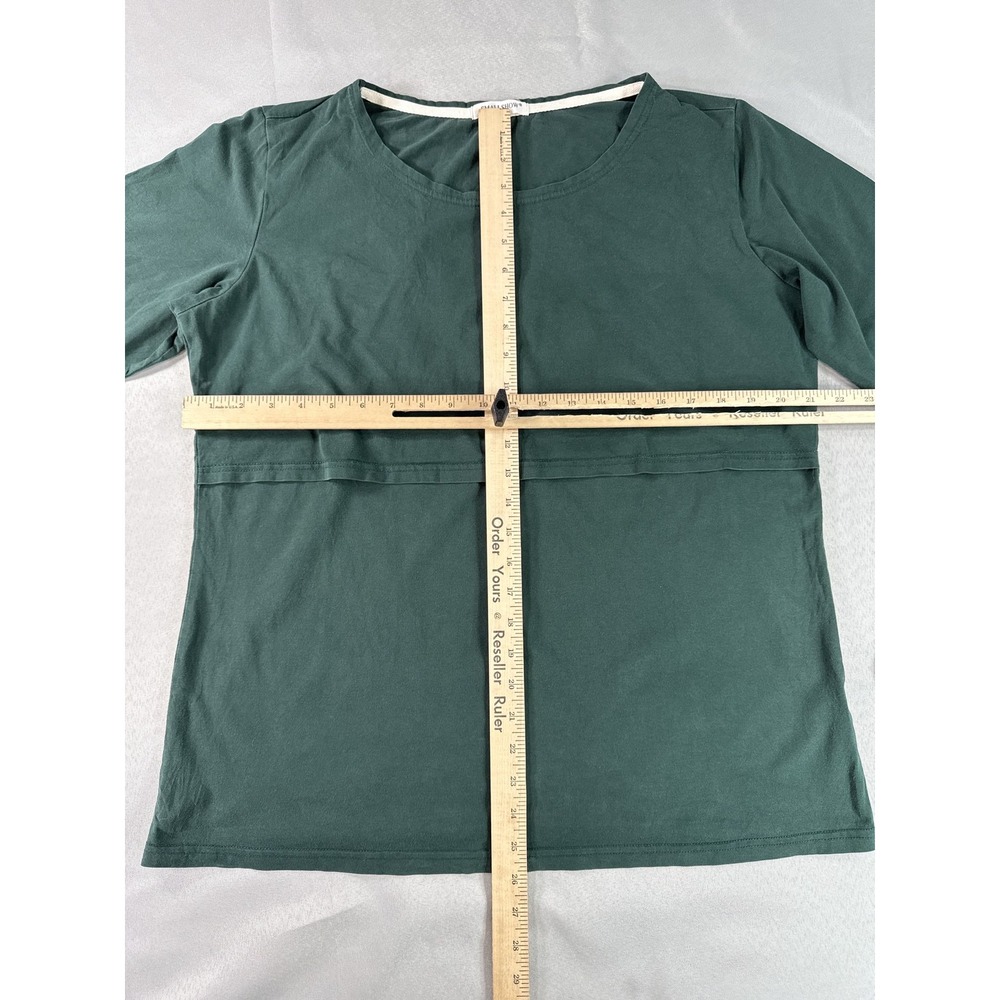 SMALLSHOW Crewneck Long Sleeve Top Womens XL Dark Green Cotton Regular Fit Slim - Picture 6 of 8